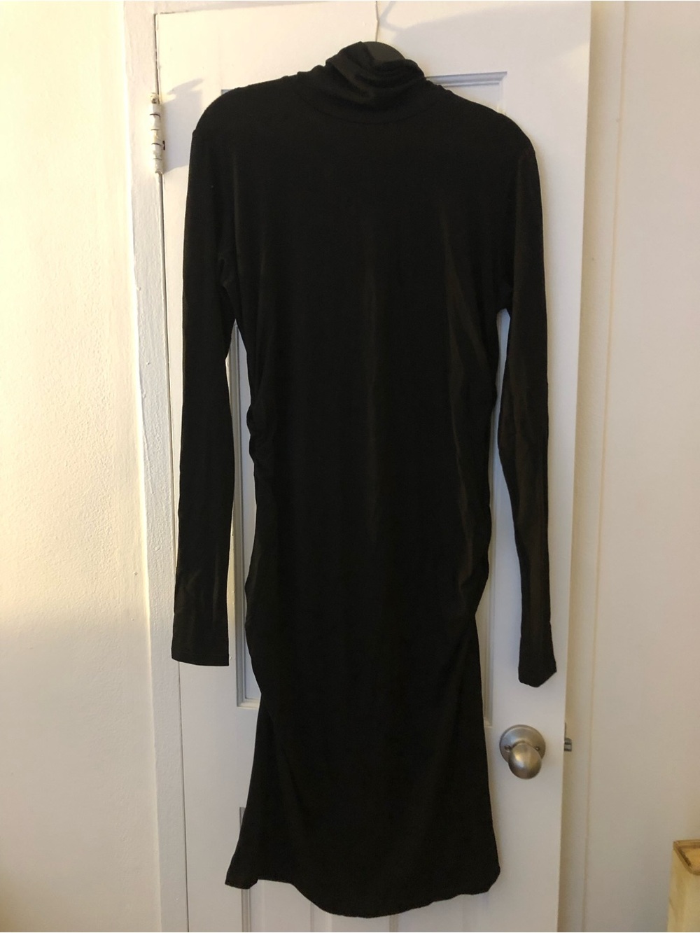 Marcella NYC Black Long-Sleeve Turtleneck Midi Dress